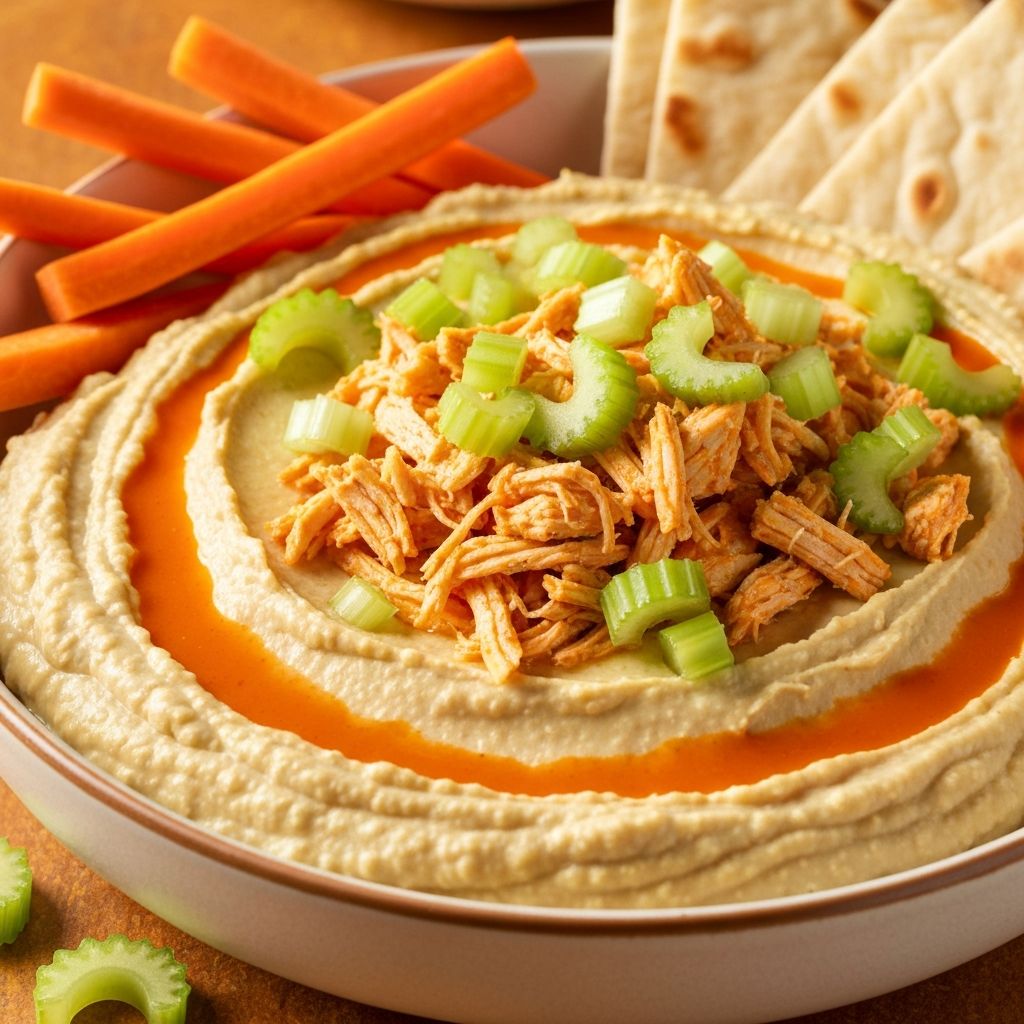 Buffalo Chicken Hummus Dip