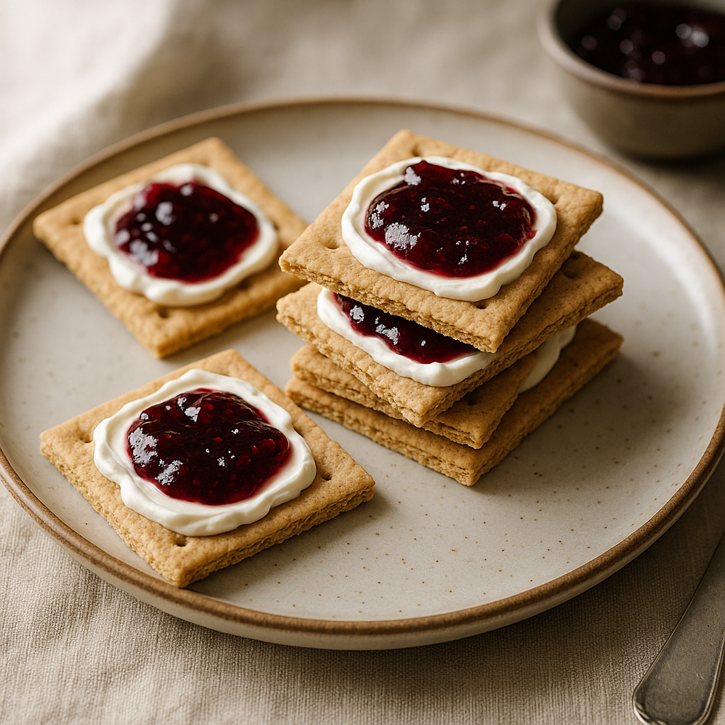 Graham Crackers with Cream Cheese and Jam