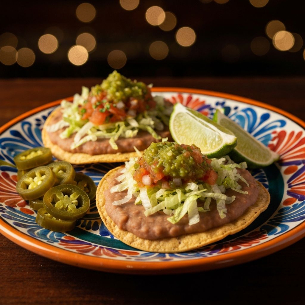 Mexican Tostada with Bean Mash
