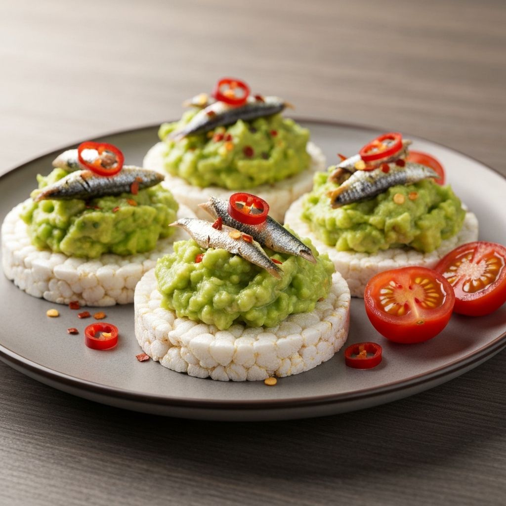 Sardine & Avocado 'Mash' on Rice Cakes