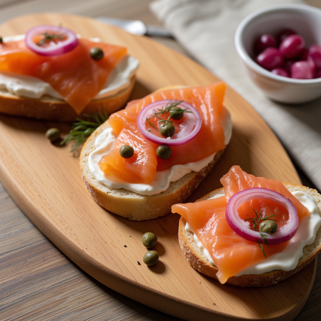 Smoked Salmon Cream Cheese Crostini