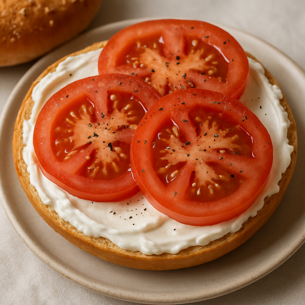 Tomato and Cream Cheese Bagel